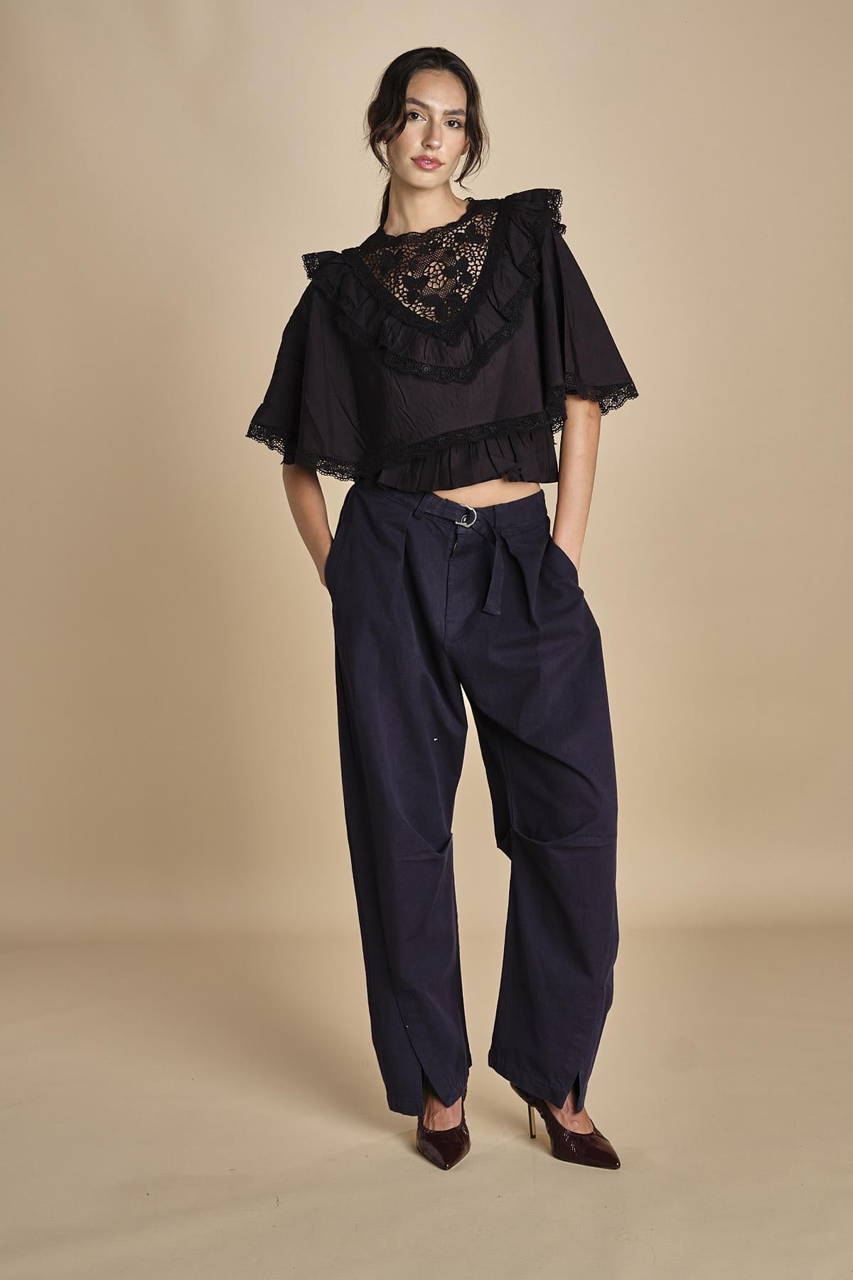 top ricamato SHANNA 121 BLACK sea ny 