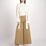 pantalone largo con nervature tinto in capo ORIANA 540 801 13 CRETA quelledue 