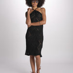 abito lungo in crochet 2610 BLACK nima 