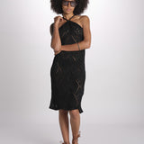abito lungo in crochet 2610 BLACK nima 