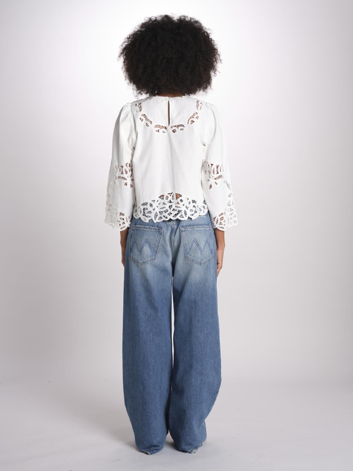 camicia con ricami THE PICNIC TOP T1460992 CREAM the GREAT 