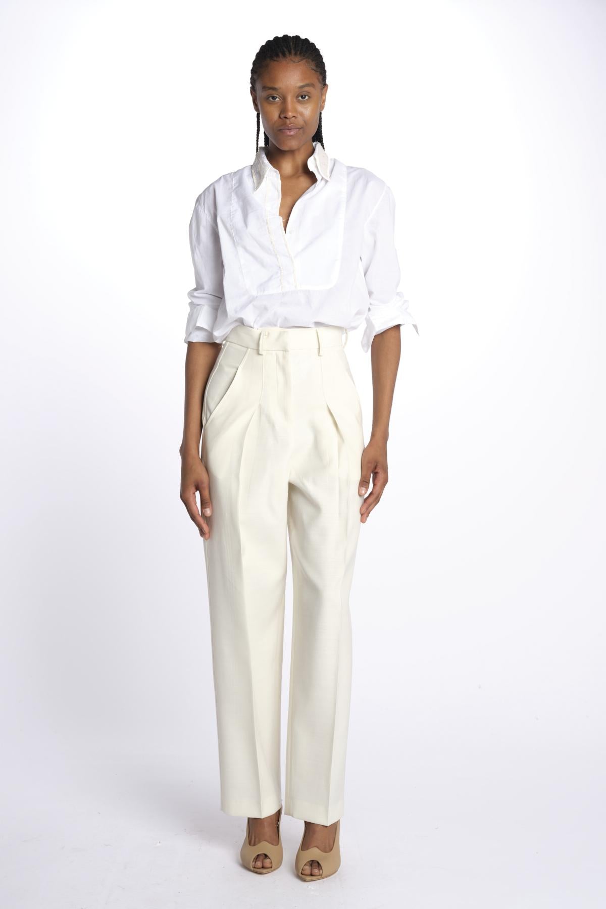 Pantaloni con pences 142706 IVORY lvir 