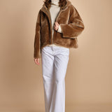 022 montone zip con cappuccio 24022-300 MASTICE milaura 