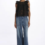 MARJA embroidert flutter tank E118 BLACK sea ny 