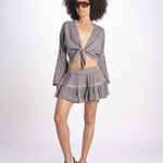 minigonna a balze in lurex gessato ROSE STONE GREY christianzen 