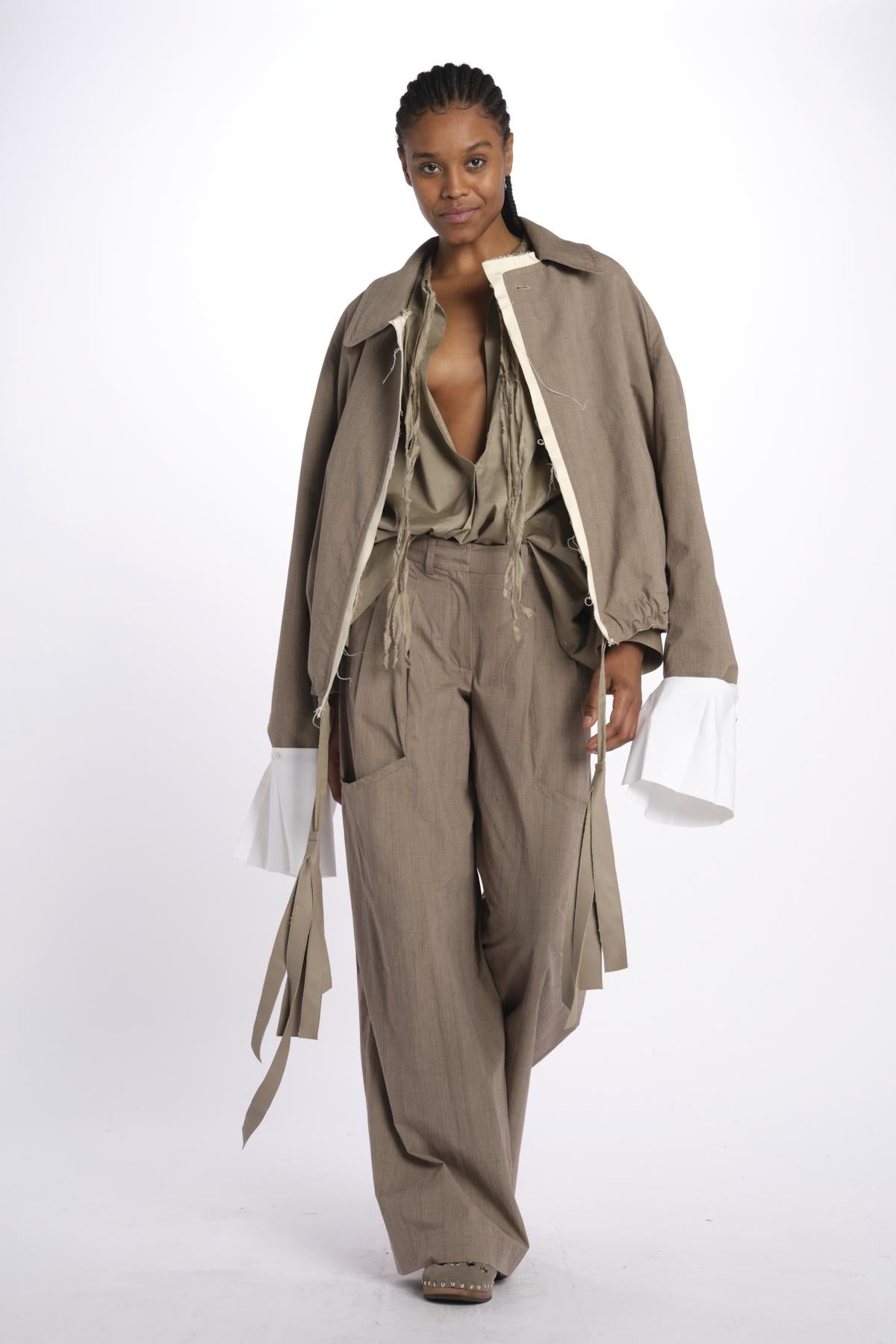 Bomber reversibile ecopelle e galles di cotone BOMBER TRENCH VEGANLEATHER jejia 