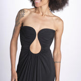 abito lungo con scollo cuore in jersey THE FLORENCE CR339 BLACK misha 