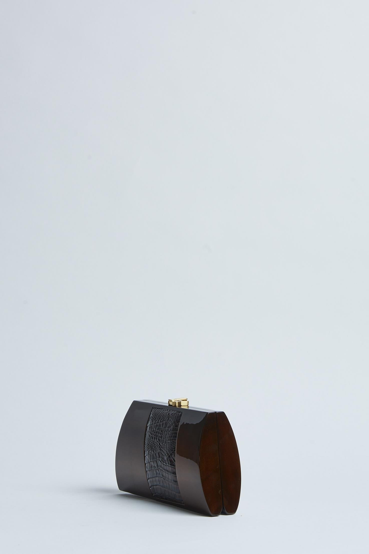 clutch banda cocco ZAIRE STRIPE MARRONE rocio 