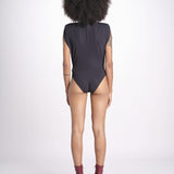 body con scollo profondo senza maniche e spalline imbottite NIKITA DEEP BLACK amazuìn 
