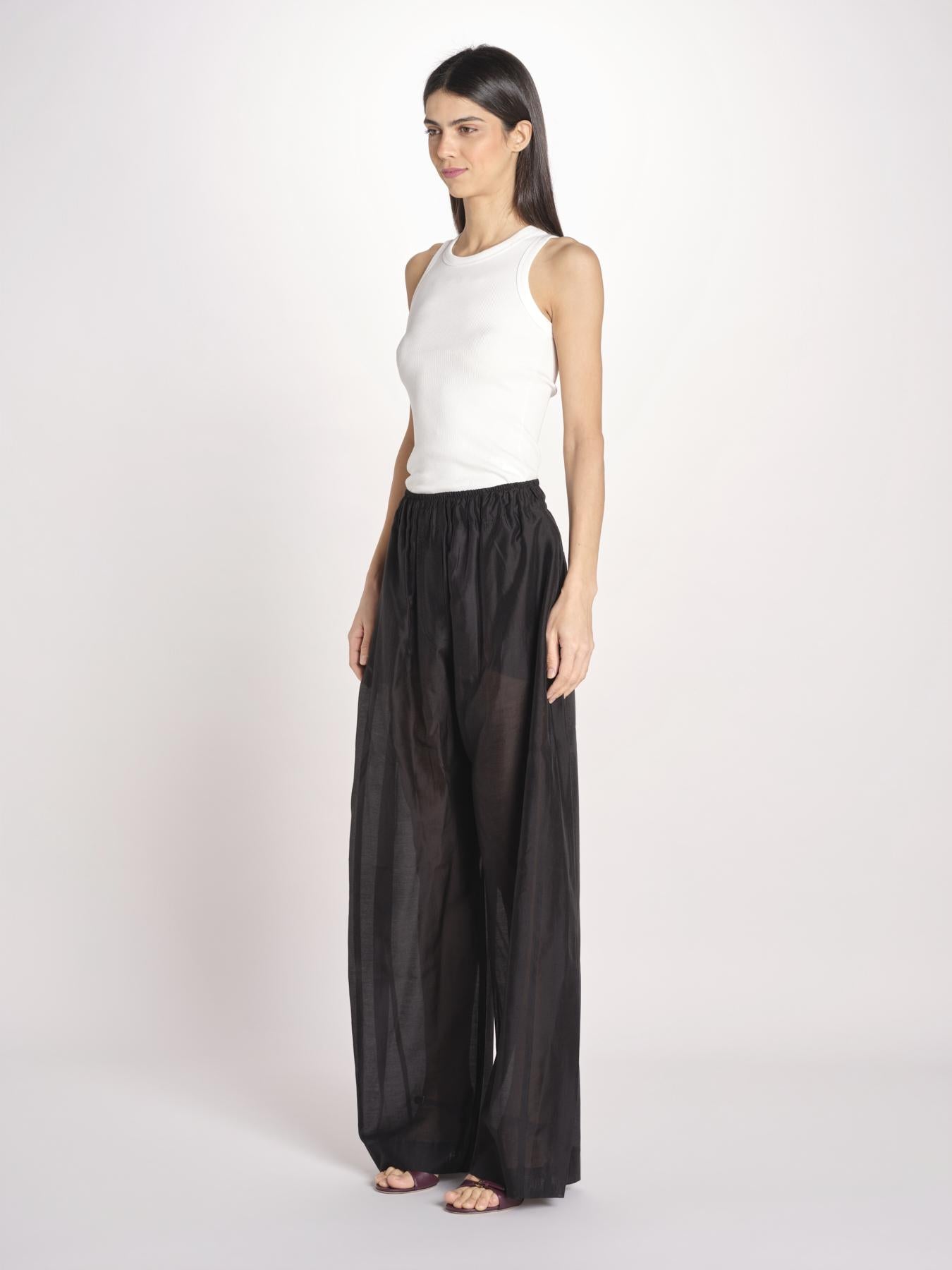 pantalone in mussola con elastico DORA 3119 T0161 BLACK T0002 the latest 