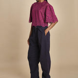 camicia girocollo con fiori intarsiati. LULA 016 JAM sea ny 