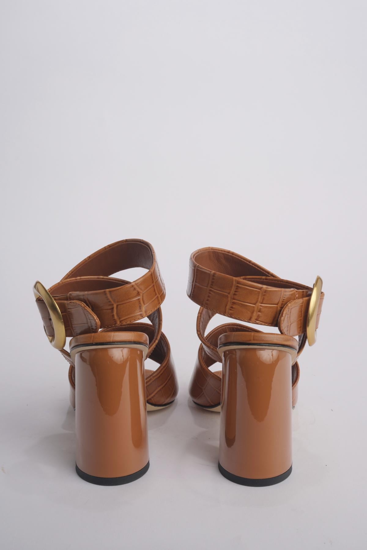 Sandalo ALLEGRA 90 MULE tacco largo F819CRC CAMEL studio AMELIA 