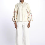 OKSANNA camicia con maniche a palloncino decorate E25TU001 ECRU stella forest 