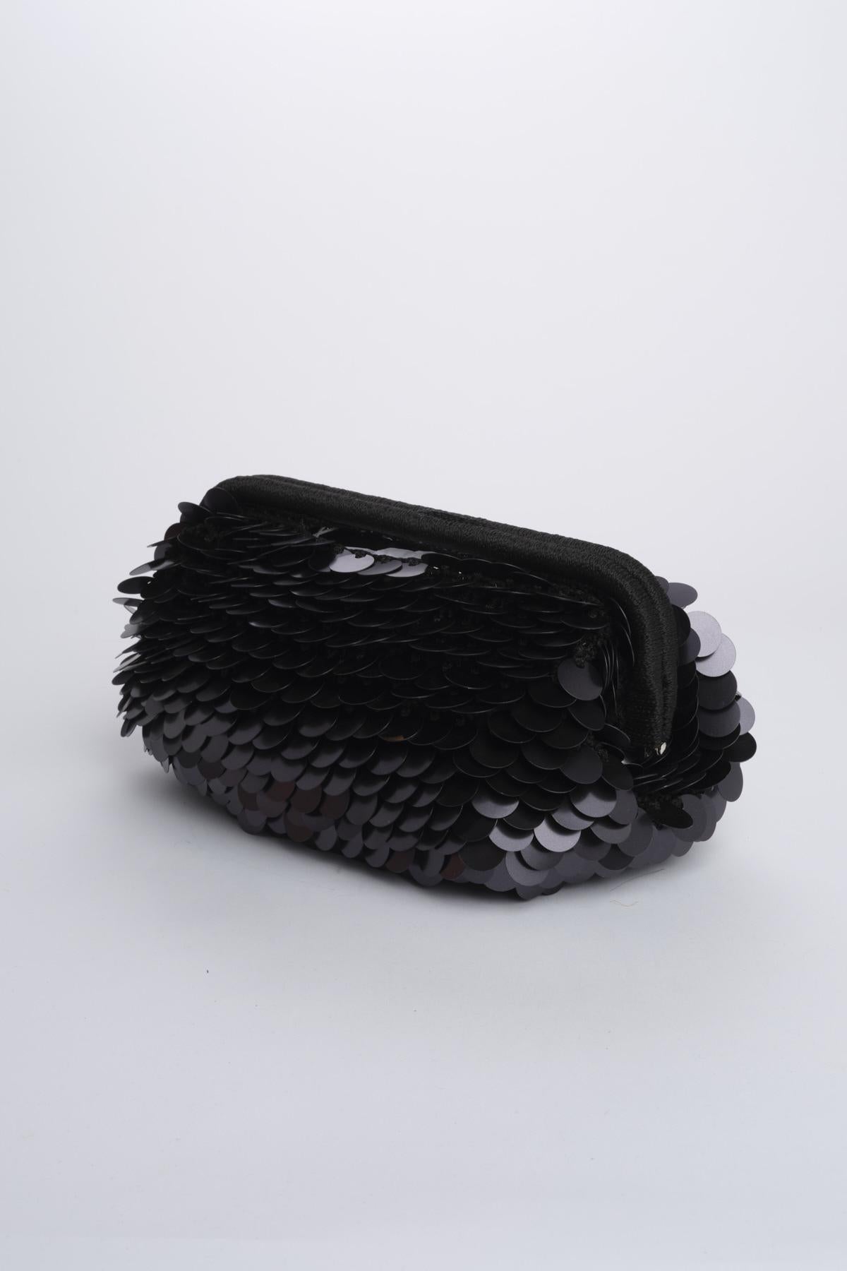 Clutch SANTORINI grande con paillettes BAG SANTORINI BLACK boheme couture 