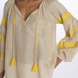 BYBLOS camicia manica ricamata by milaura. BE22293A BEIGE YELLOW benaras soleil 
