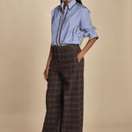 pantalone diritto in galles JEAN MJD223_A26240 BRWN COTTON CHECK jejia 