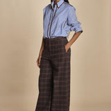 pantalone diritto in galles JEAN MJD223_A26240 BRWN COTTON CHECK jejia 