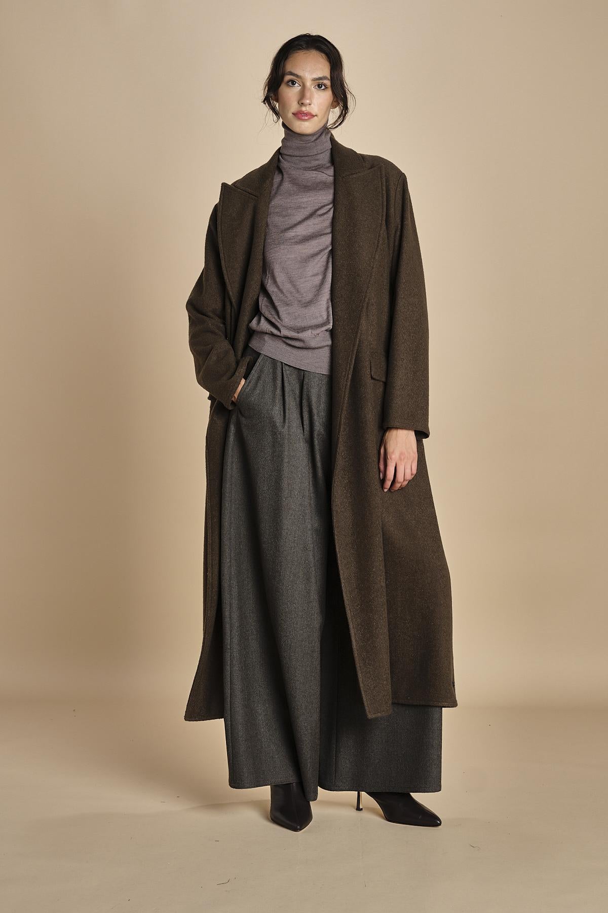 pantalone in flanella con cuciture T1406L VERDE dusan 