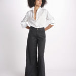 pantalone 4 tasche in misto lino SERENA XML01 099 NERO ps don't forget me 
