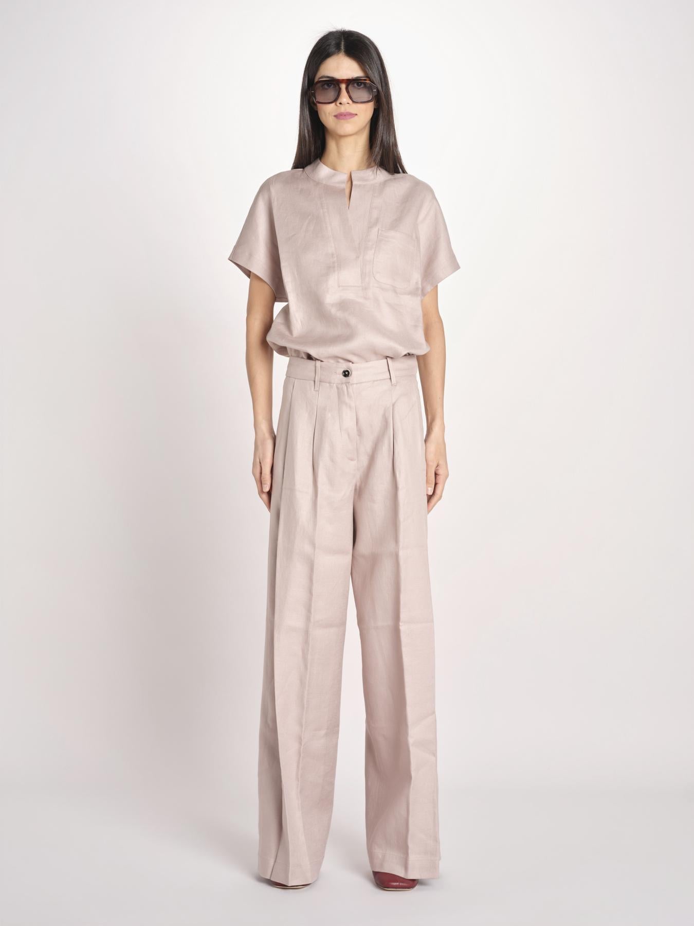 pantalone in lino con pinces PETRA PE98 ANTICO nine in the morning 