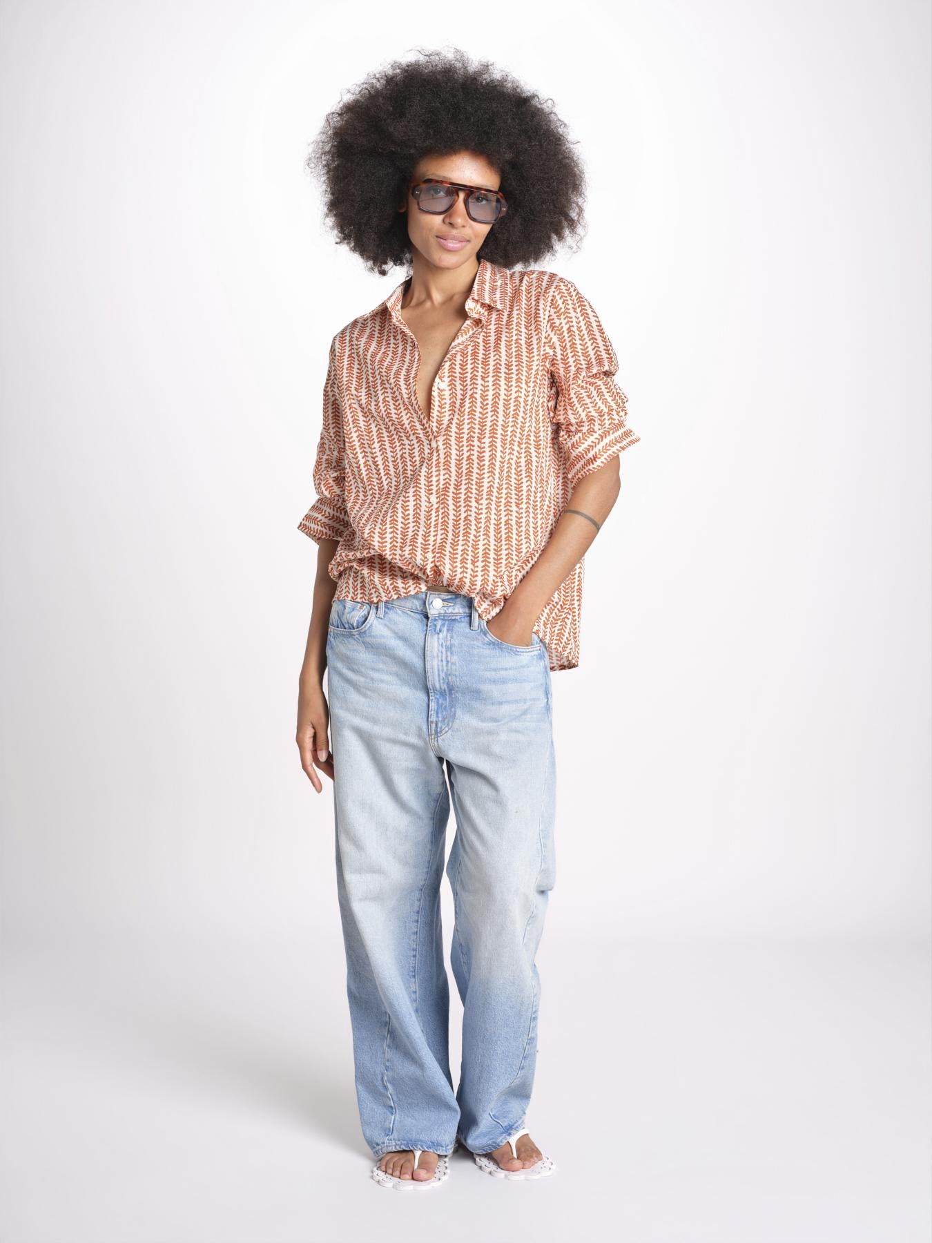 camicia stampa spina VT6248 ORANGE zen ethic 