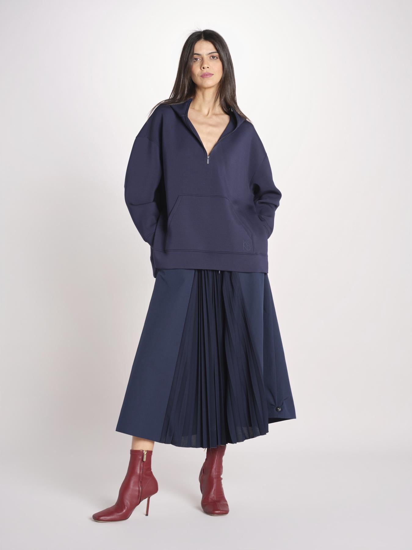 felpa lunga con cappuccio e collo a cratere regolabile RADURA 2615921011600 002 BLU weekend maxmara 