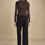 pantalone con elastico in punto milano PENSIL BLACK true avenue 