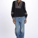 Camicia ricamo punto croce CALOE BLEUNUIT ba&sh 