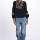Camicia ricamo punto croce CALOE BLEUNUIT ba&sh 