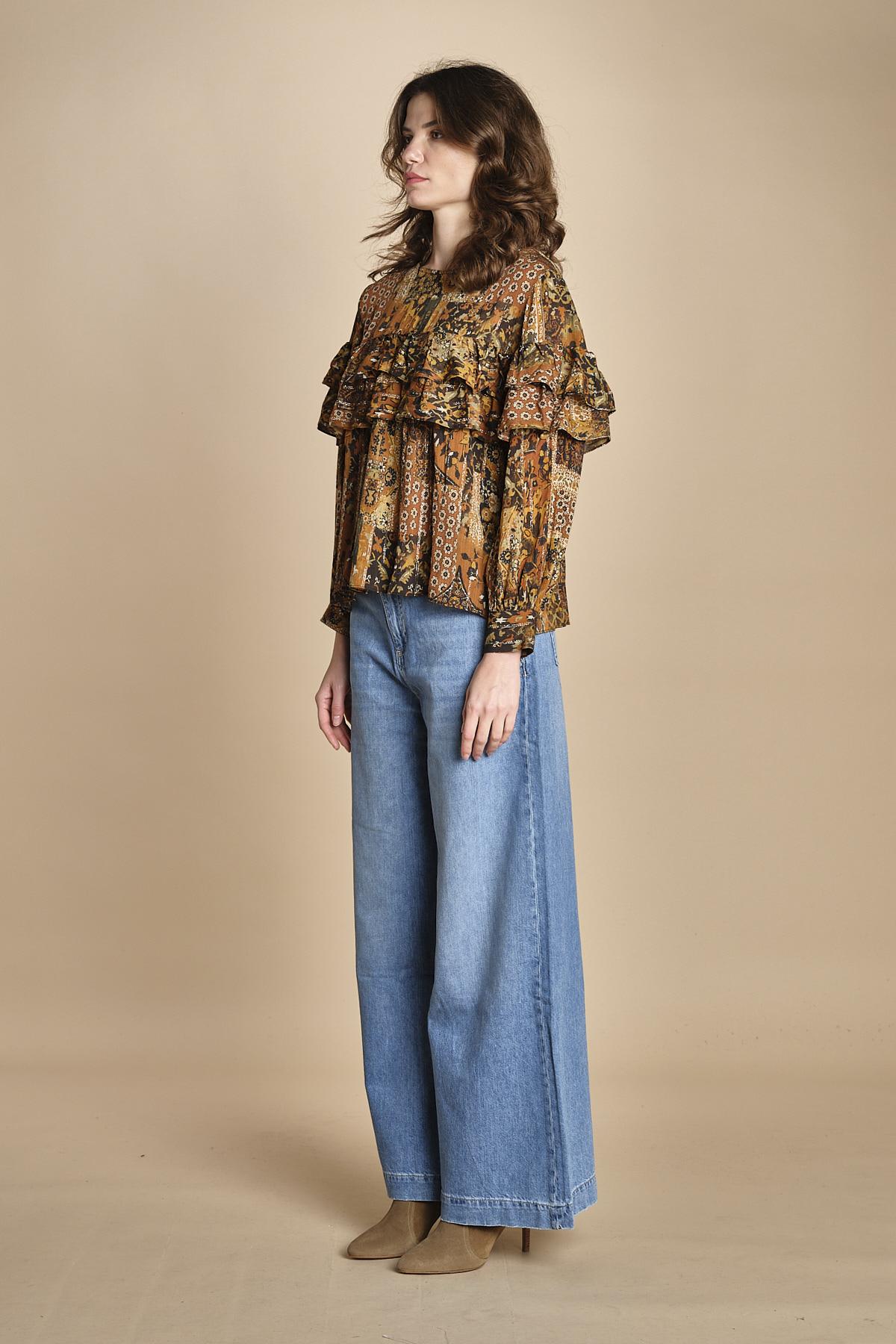 camicia stampa etno lurex PIXIE OCRE ba&sh 