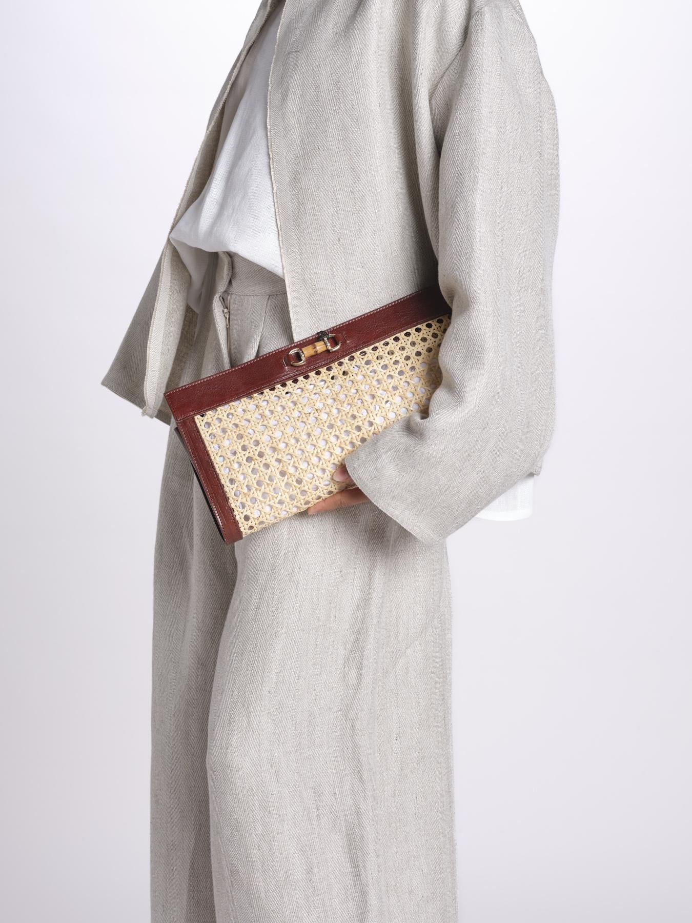 busta in paglia e dettagli in pelle MALE P26CAT71 NATCUO catarzi 1910 