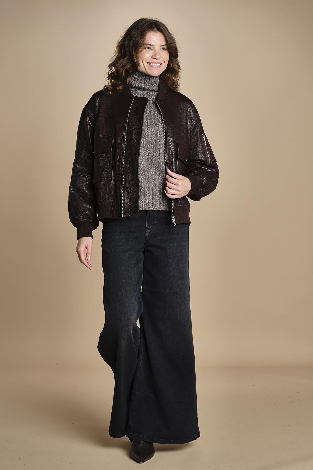 LARA bomber in pelle IO118048 RE401 ivy oak 