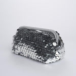 Clutch SANTORINI grande con paillettes BAG SANTORINI SILVER boheme couture 
