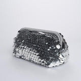 Clutch SANTORINI grande con paillettes BAG SANTORINI SILVER boheme couture 