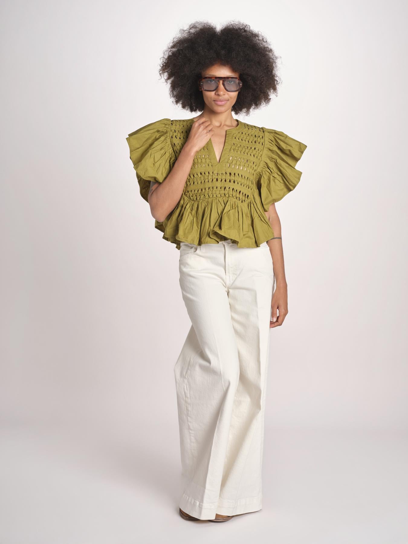 camicia con maniche a sbuffo TOMMIE KOMBU GREEN scarlett poppies 