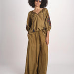Pantalone in seta over BE25252 KHAKI benaras soleil 