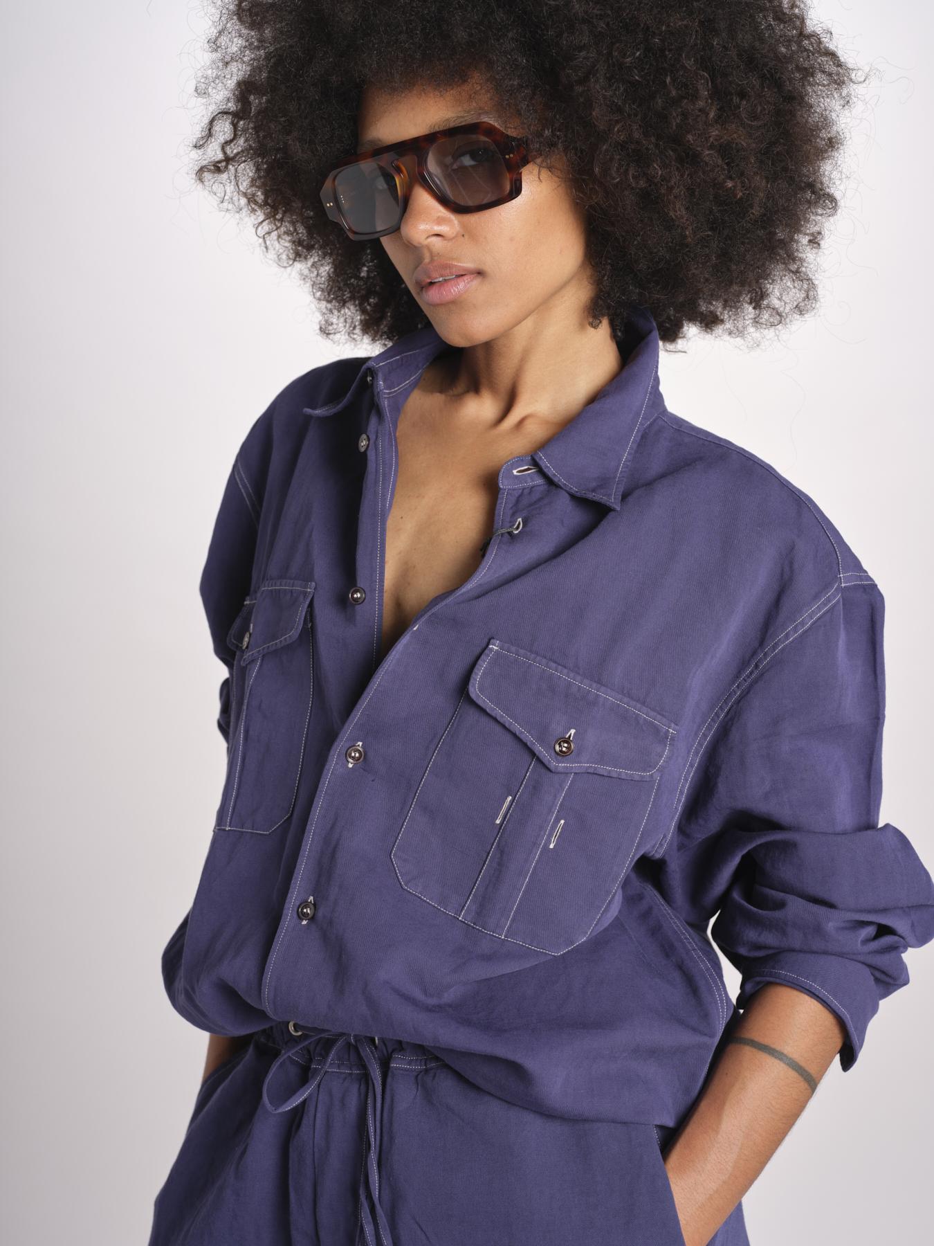 camicia uomo con impunture LOURO 1479 INDIGO studio nicholson 