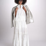 gonna in voille e pizzo CARAVELLE 6EVA53-V07316 BLANC vanessa bruno 