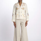 LORAINE giacca con fiori ricamati E25VE013 ECRU stella forest 