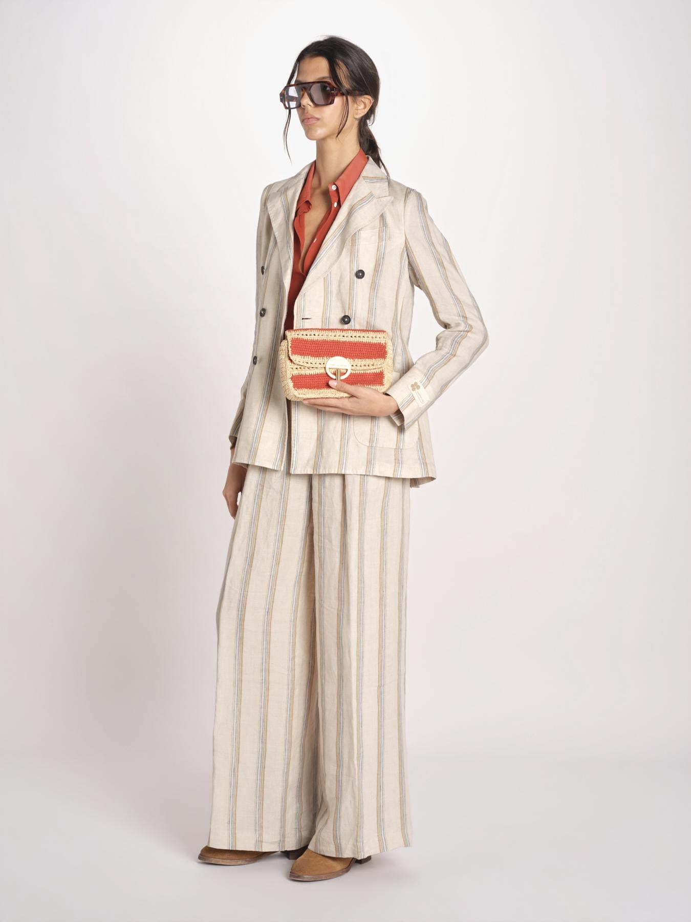 clucth a righe in paglia MOON MOYEN 6EVE23-V40533 BRIQUE vanessa bruno 