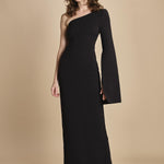 maxidress monospalla con manica a campana ALINA BLACK solace 