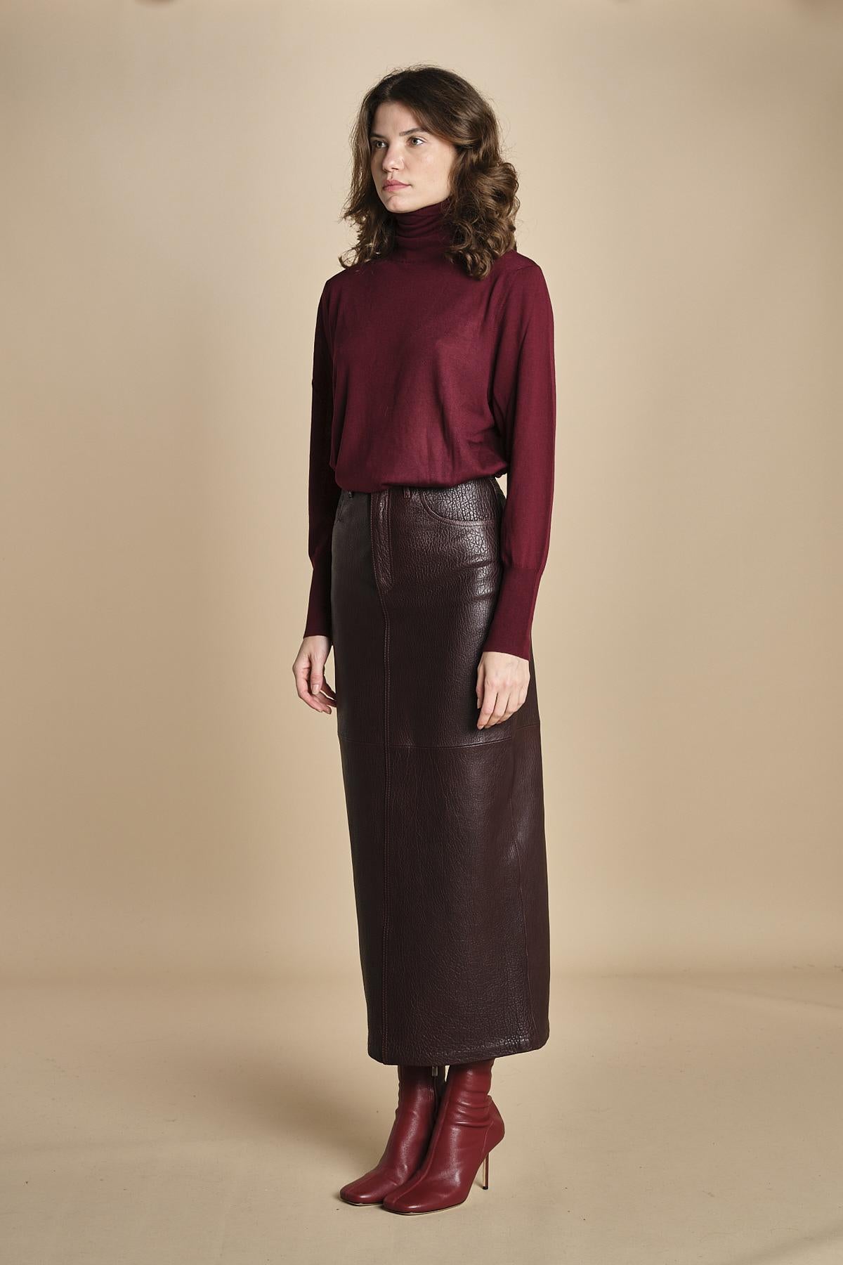 LISANNE gonna longuette in pelle IO118050 RE401 ivy oak 