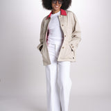 giacca sahariana con colletto in contrasto 16V525CO574 P150 BEIGE ines de la fressange 