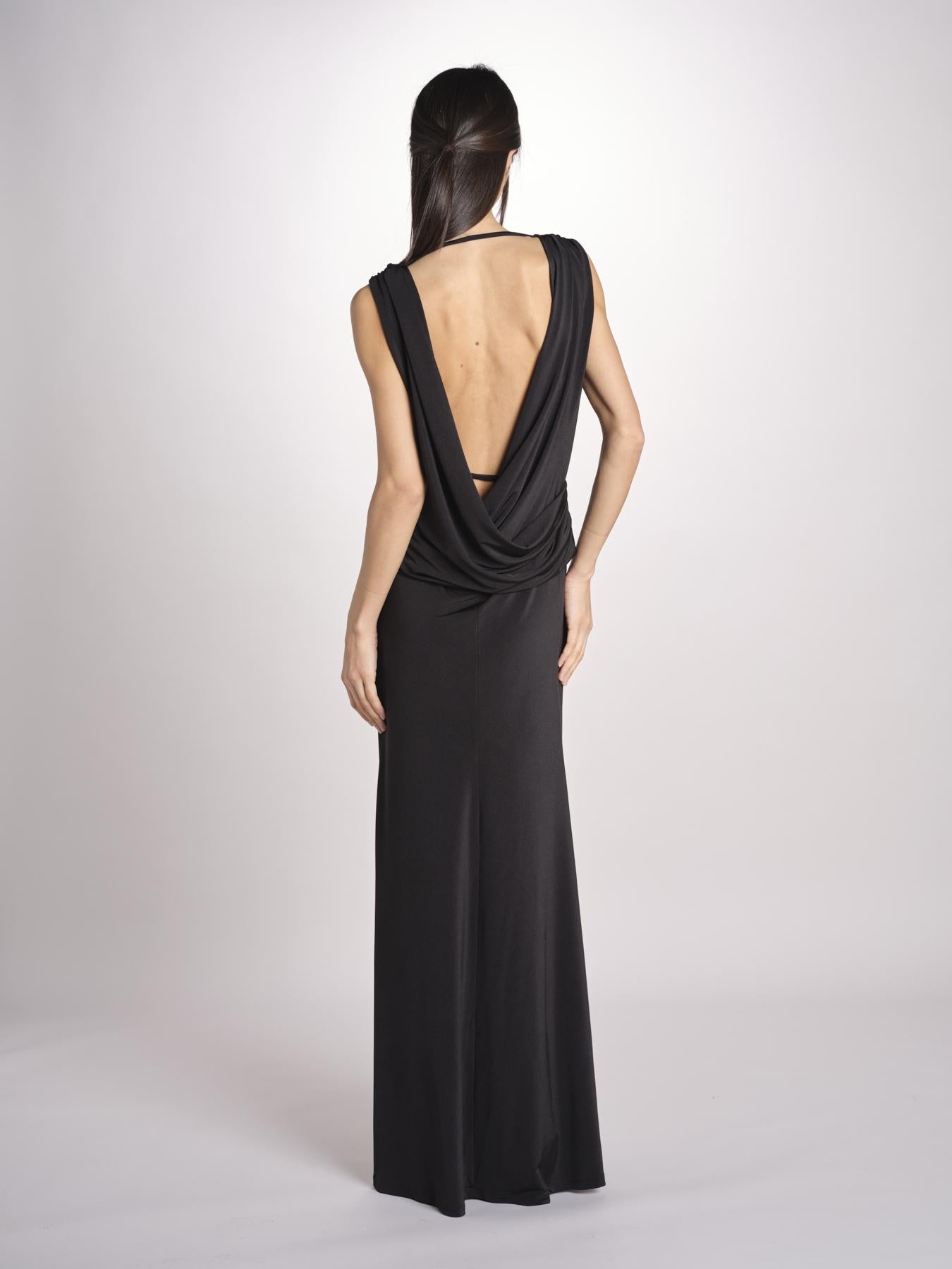 abito lungo in jersey con scollo dietro 3328 BLACK access 