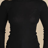 girocollo a costine manica luna in lana merino LAU30 E14035 NERO milaura 