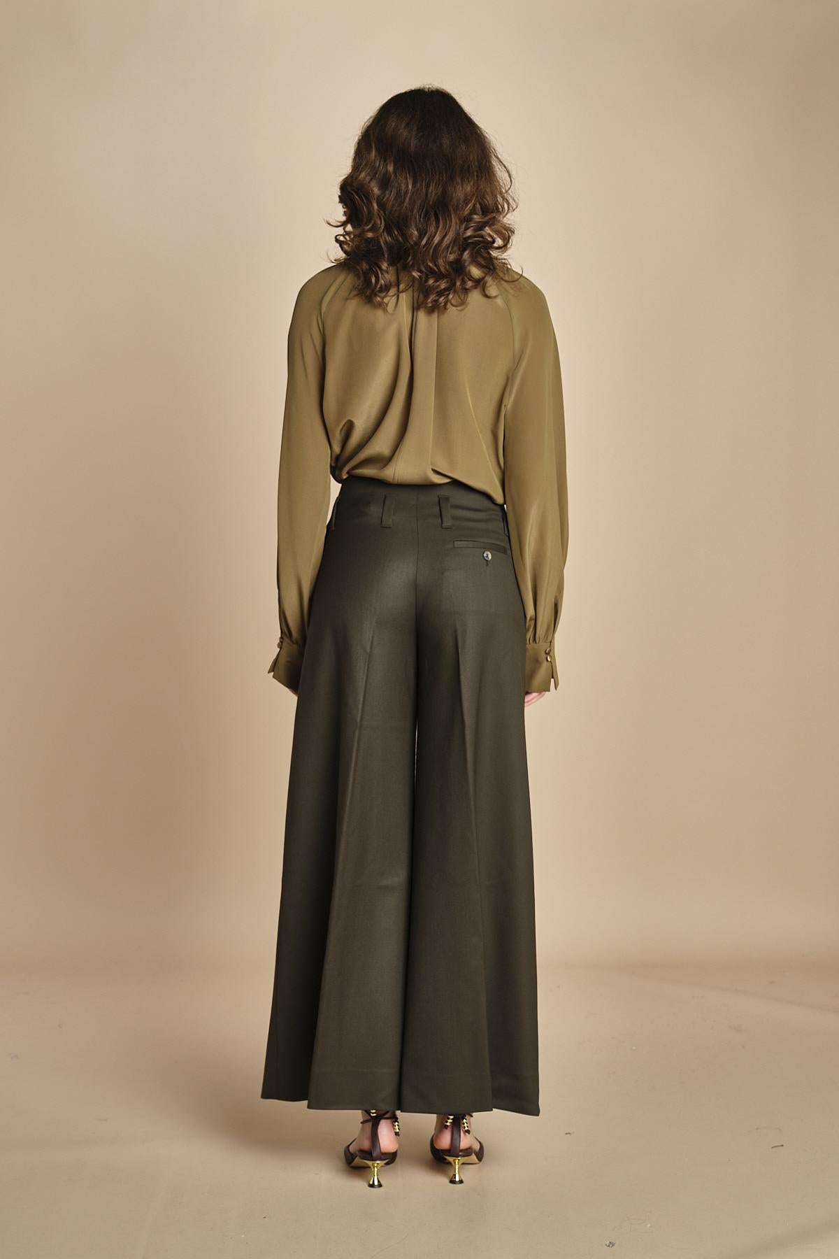 pantalone over con nervature in gabardine ORIANA 540339 44 quelledue 
