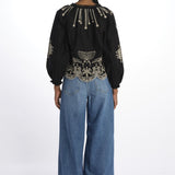 Camicia  KINGSLEY ricamo fiore 091 BLACK sea ny 