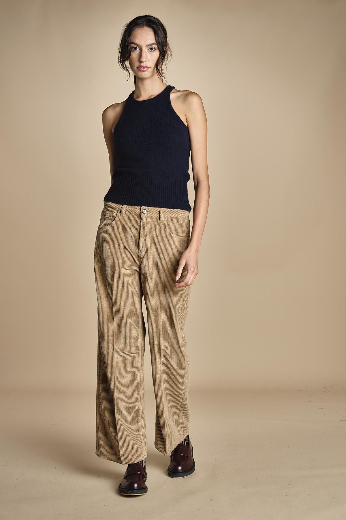 pantalone in velluto cropped ZELDA TOFEE true avenue 