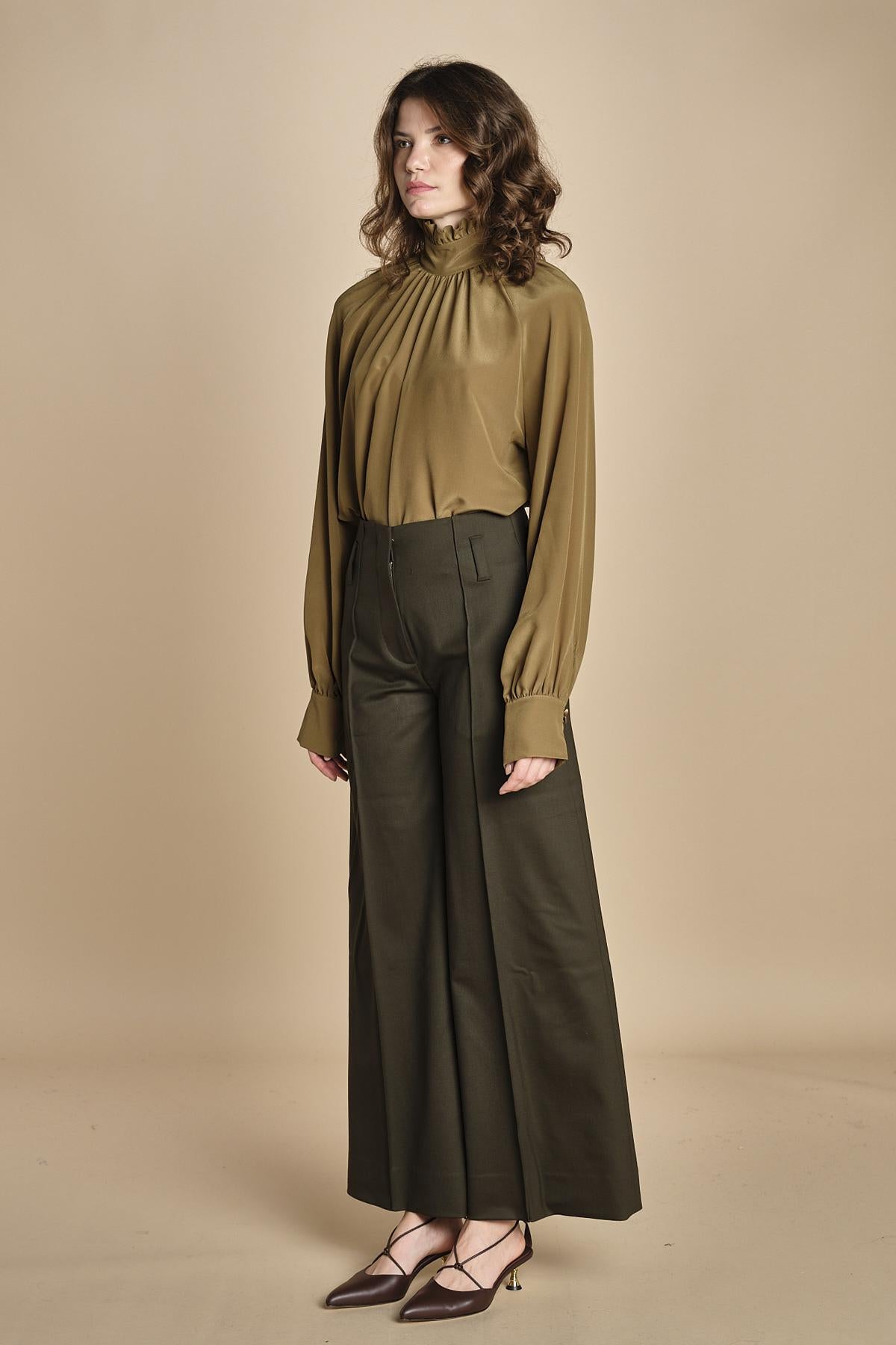 pantalone over con nervature in gabardine ORIANA 540339 44 quelledue 