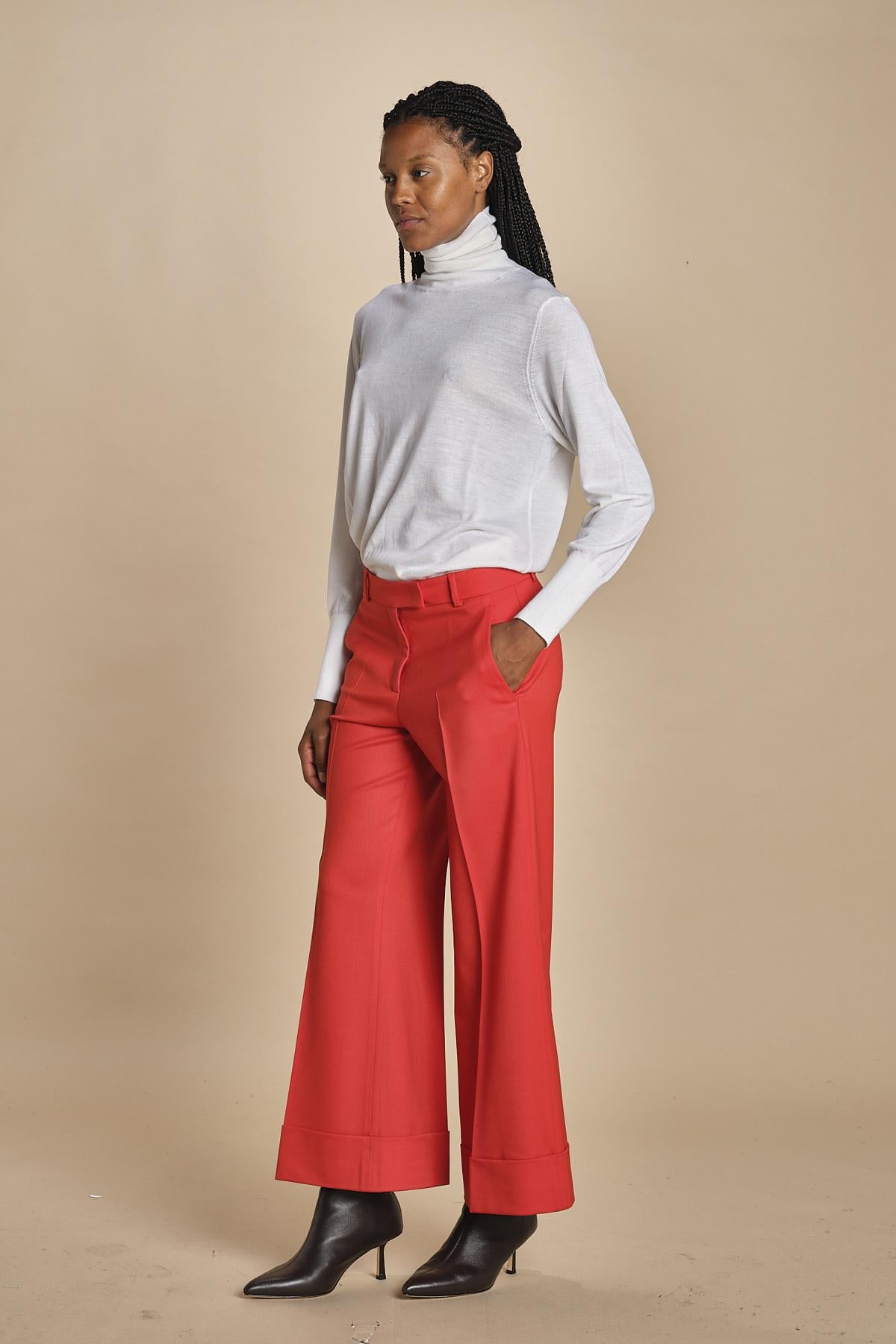 pantalone cropped con risvolto in gabardina MELODIA 652339 38 quelledue 